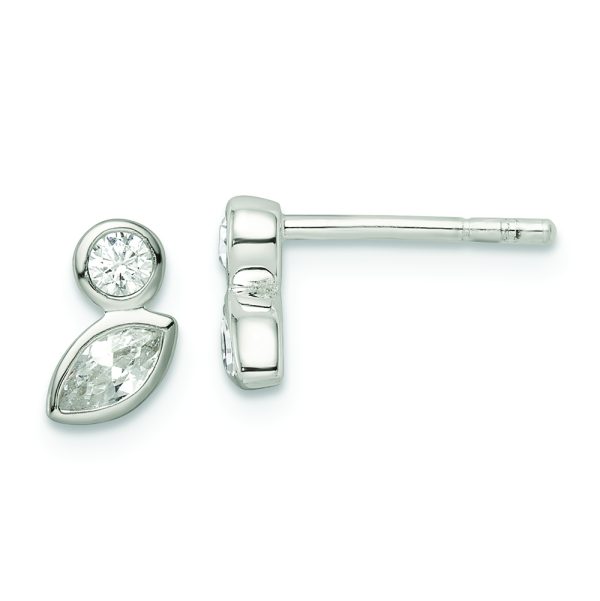 Sterling Silver Polished CZ Post Earrings