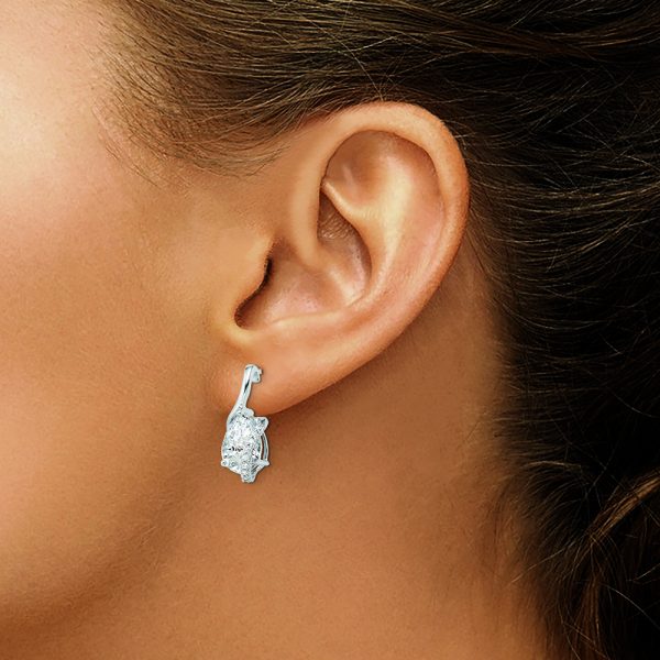 Sterling Silver Rhodium-plated Overlap Teardrop CZ Post Earrings - Image 3