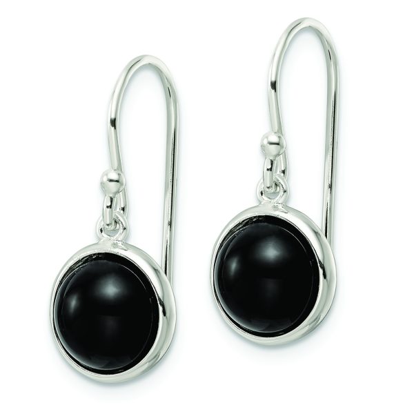 Sterling Silver Polished Onyx Bead Dangle Earrings - Image 2