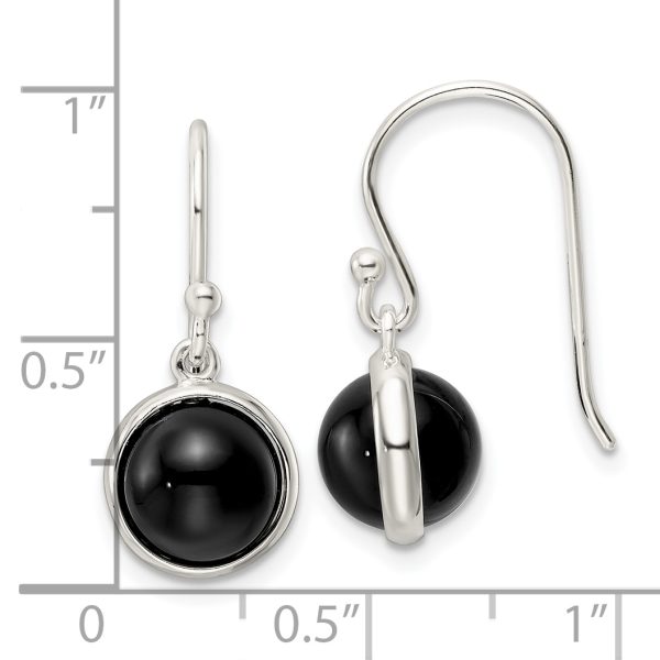 Sterling Silver Polished Onyx Bead Dangle Earrings - Image 3