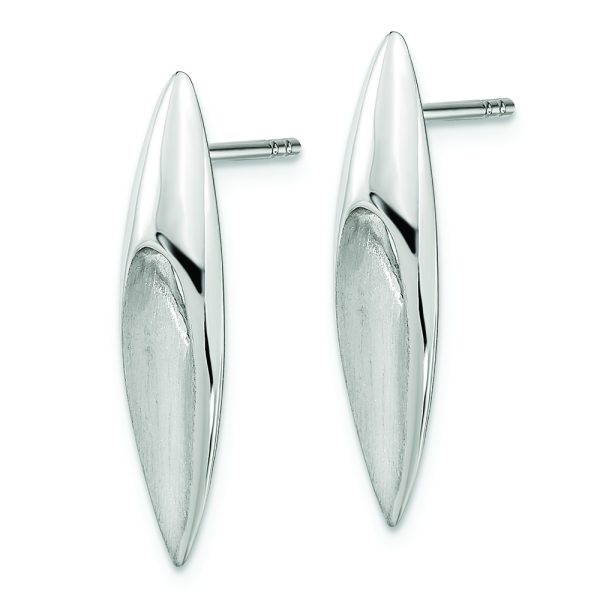 Sterling Silver Satin & Polished Fancy Drop Post Earrings - Image 2