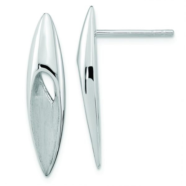 Sterling Silver Satin & Polished Fancy Drop Post Earrings