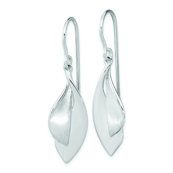 Sterling Silver RH plate Brushed and Polished Dangle Shephard Hook Earrings - Image 2