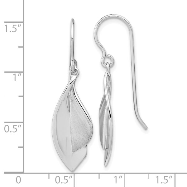 Sterling Silver RH plate Brushed and Polished Dangle Shephard Hook Earrings - Image 3