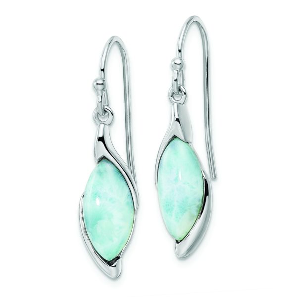 Sterling Silver Rhodium-plated Polished Larimar Dangle Earrings - Image 2