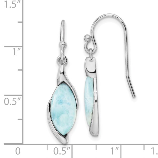 Sterling Silver Rhodium-plated Polished Larimar Dangle Earrings - Image 3