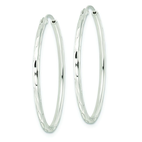 Sterling Silver Diamond-cut 1.5x30mm Endless Tube Hoop Earrings - Image 2