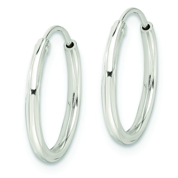 Sterling Silver Diamond-cut 1.5x15mm Endless Tube Hoop Earrings - Image 2