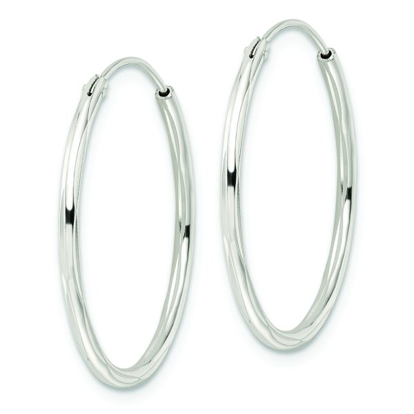 Sterling Silver Diamond-cut 1.5x25mm Endless Tube Hoop Earrings - Image 2