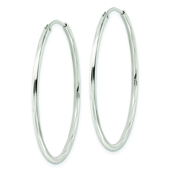 Sterling Silver Diamond-cut 1.5x35mm Endless Tube Hoop Earrings - Image 2