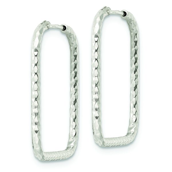 Sterling Silver Polished D/C Square Endless Hoop Earrings - Image 2