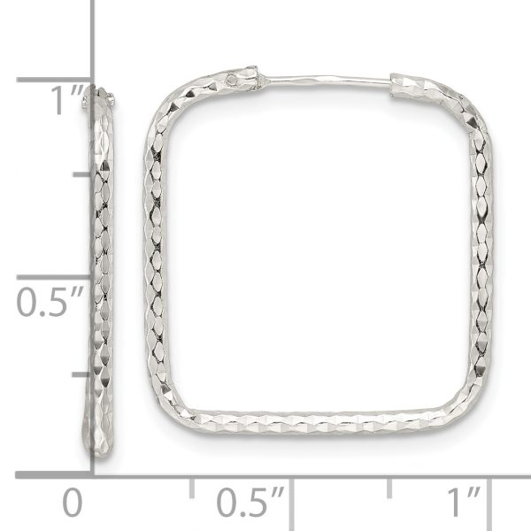 Sterling Silver Polished D/C Square Endless Hoop Earrings - Image 3