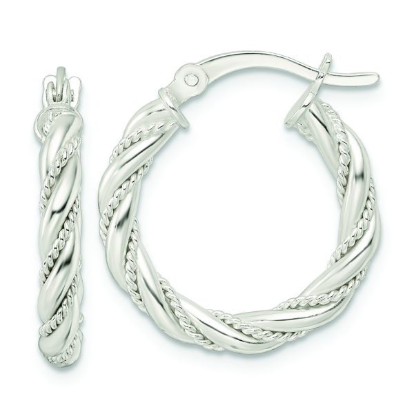 Sterling Silver Polished Twisted Rope Hoop Earrings