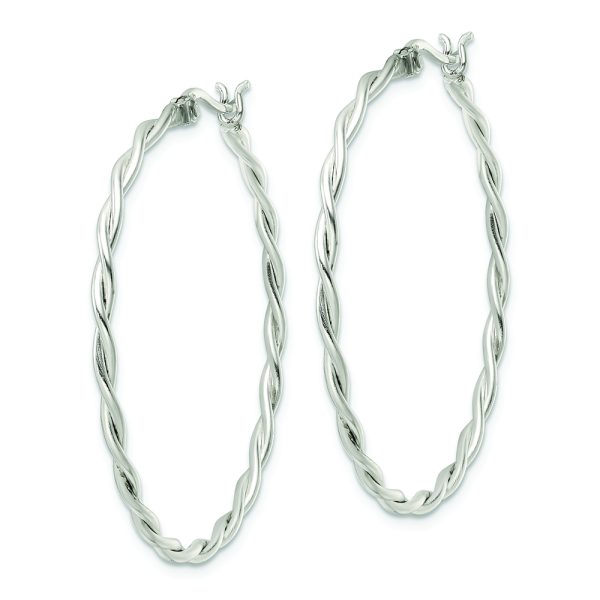 Sterling Silver Satin Twisted Hoop Earrings - Image 2