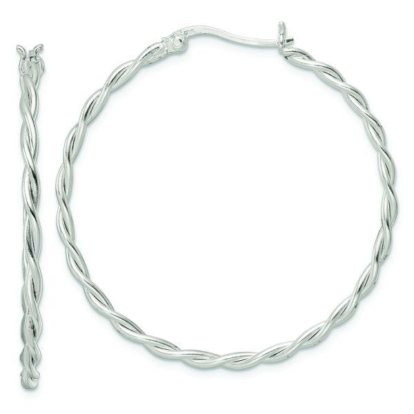 Sterling Silver Satin Twisted Hoop Earrings