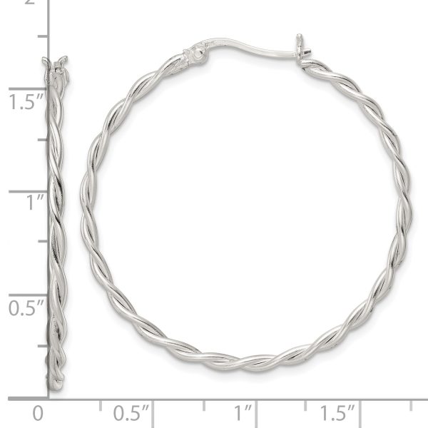 Sterling Silver Satin Twisted Hoop Earrings - Image 3