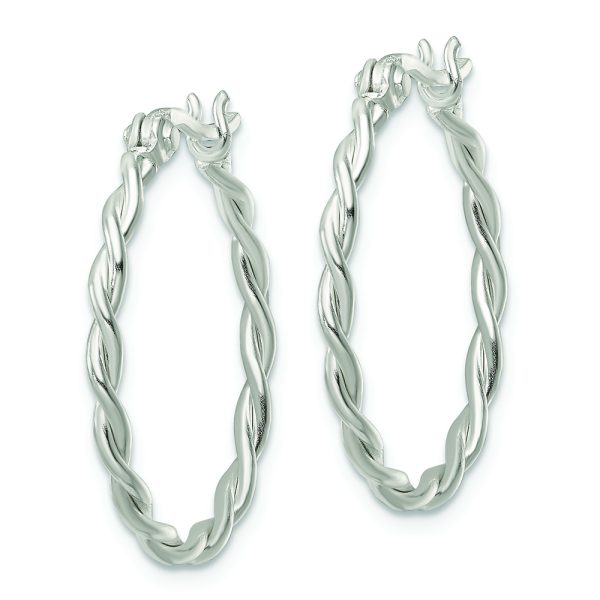 Sterling Silver Polished Twisted Hoop Earrings - Image 2