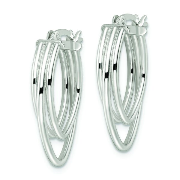 Sterling Silver Polished Triple Oval Hoop Earrings - Image 2