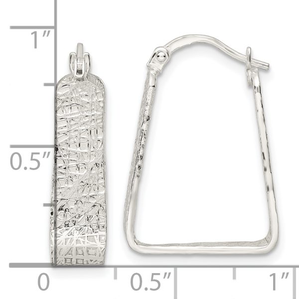 Sterling Silver Rhod-pltd Polished/Textured 5.5mm Square Hoop Earrings - Image 3