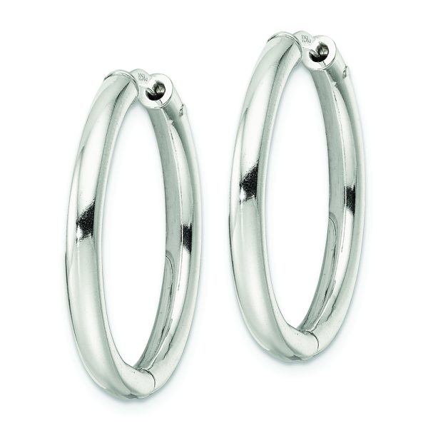 Sterling Silver Polished 3x28mm Hinged Tube Hoop Earrings - Image 2