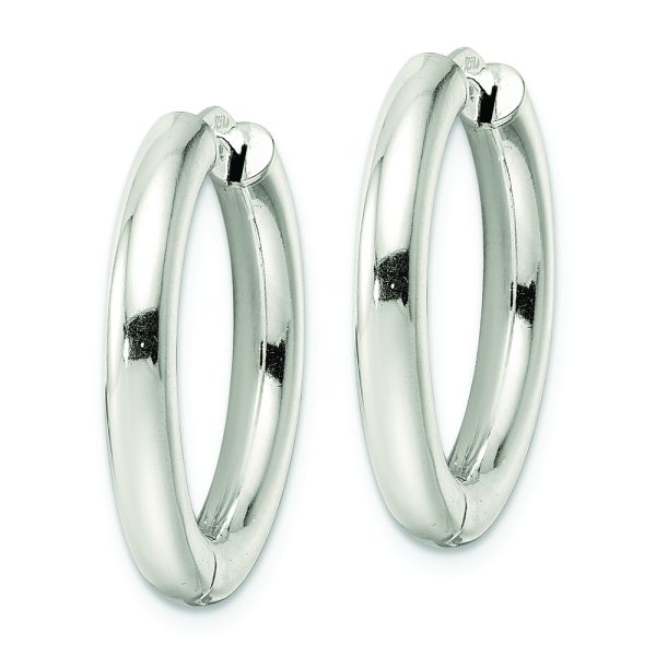 Sterling Silver Polished 3.5x25mm Hinged Tube Hoop Earrings - Image 2