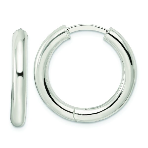Sterling Silver Polished 3.5x25mm Hinged Tube Hoop Earrings