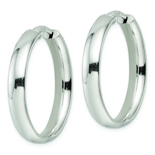 Sterling Silver Polished 5x30mm Hinged Tube Hoop Earrings - Image 2