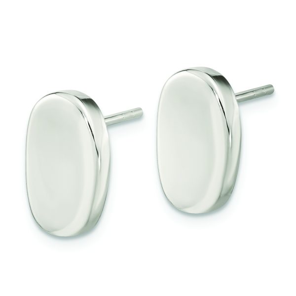 Sterling Silver Polished Oval Post Earrings - Image 2