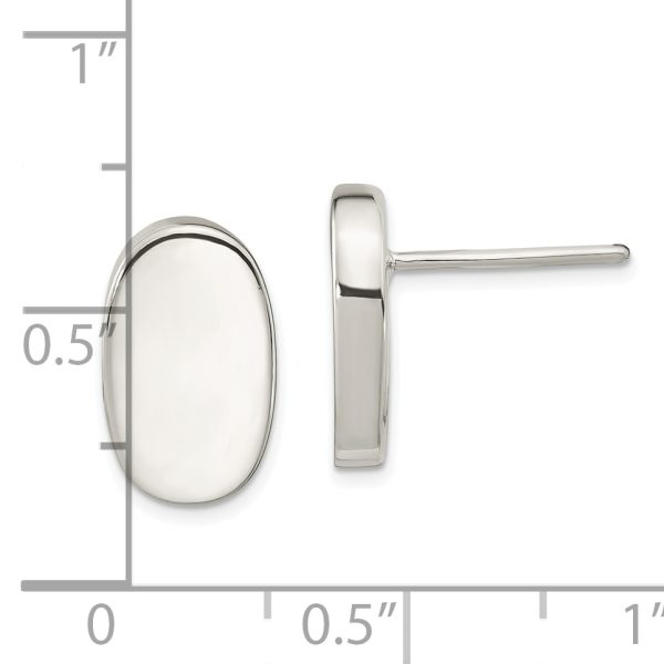 Sterling Silver Polished Oval Post Earrings - Image 3