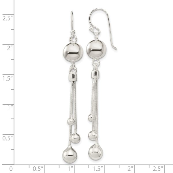 Sterling Silver Polished Beaded Multi-Strand Chain Dangle Earrings - Image 3