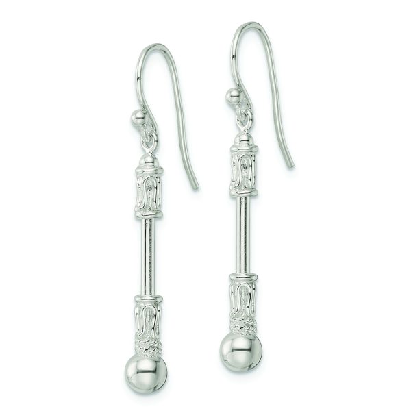 Sterling Silver Polished Fancy Beaded Dangle Earrings - Image 2