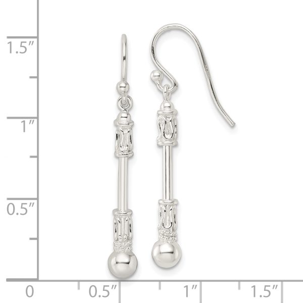 Sterling Silver Polished Fancy Beaded Dangle Earrings - Image 3