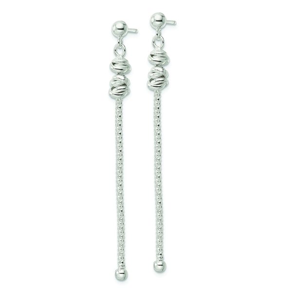 Sterling Silver Fancy Knot w/Chain Post Dangle Earrings - Image 2