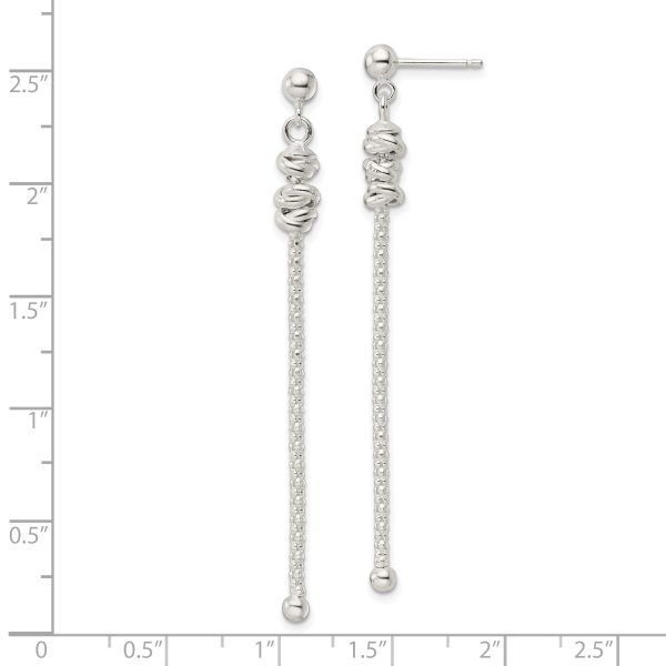 Sterling Silver Fancy Knot w/Chain Post Dangle Earrings - Image 3