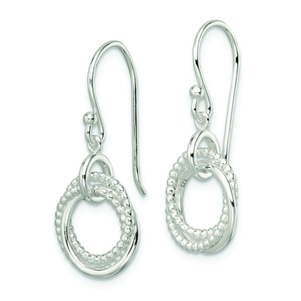 Sterling Silver Polished Intertwined Circles Dangle Earrings - Image 2