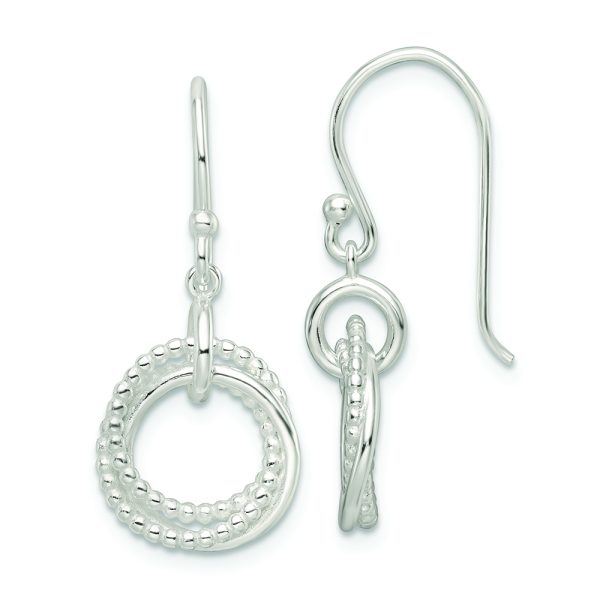 Sterling Silver Polished Intertwined Circles Dangle Earrings