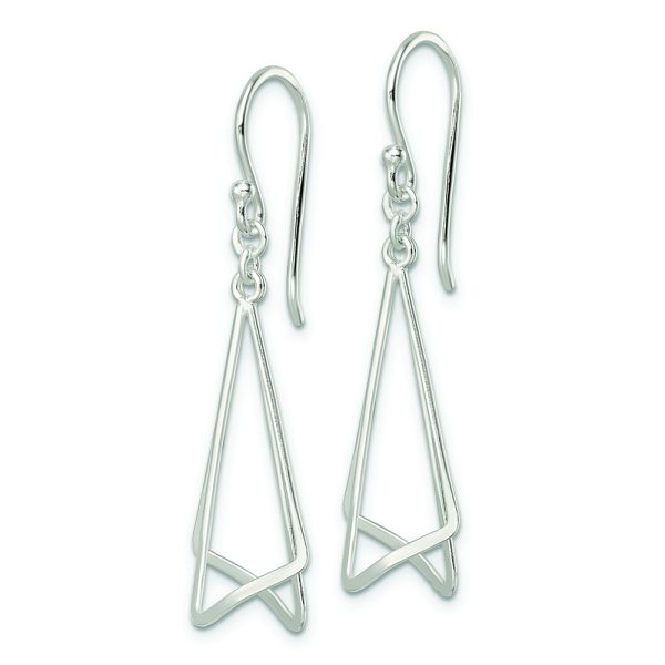 Sterling Silver Polished Fancy Triangle Dangle Earrings - Image 2