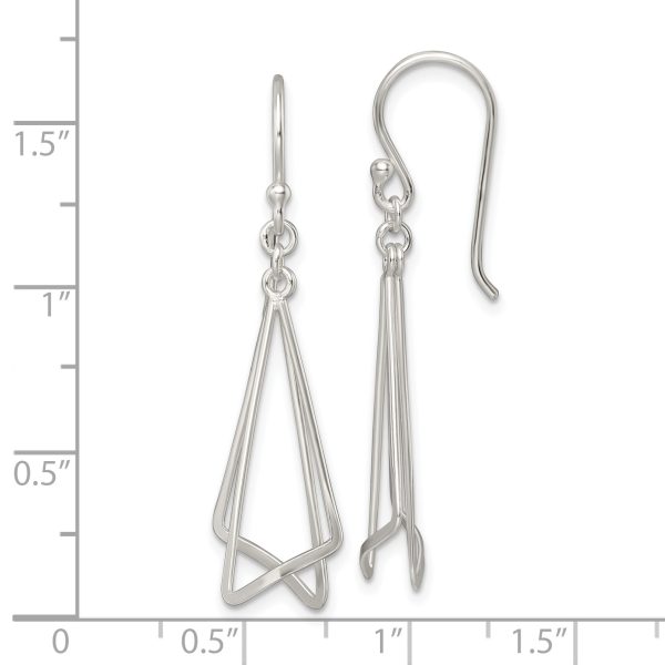 Sterling Silver Polished Fancy Triangle Dangle Earrings - Image 3