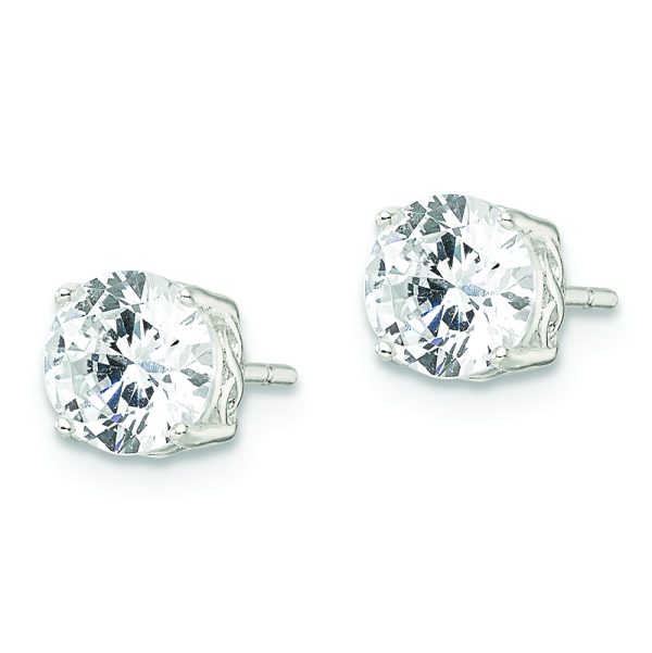 Sterling Silver Polished 6mm Round CZ Infinity Basket Set Stud Earrings - Image 2