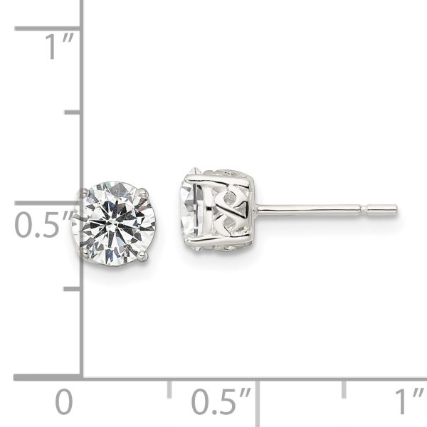 Sterling Silver Polished 6mm Round CZ Infinity Basket Set Stud Earrings - Image 3