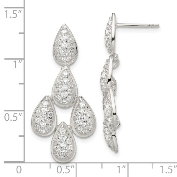 Sterling Silver CZ Chandelier Dangle Post Earrings - Image 3