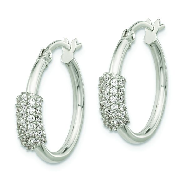 Sterling Silver Polished CZ Hoop Earrings - Image 2