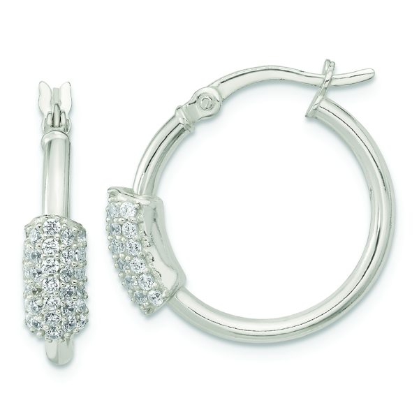 Sterling Silver Polished CZ Hoop Earrings