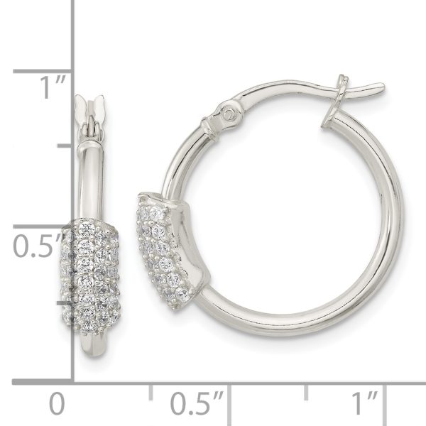 Sterling Silver Polished CZ Hoop Earrings - Image 3