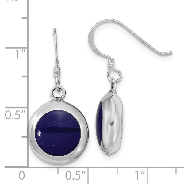 Sterling Silver Polished Round Synthetic Lapis & MOP Dangle Earrings - Image 3