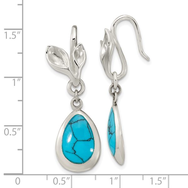 Sterling Silver Polished Reconstituted Turquoise Teardrop Earrings - Image 3