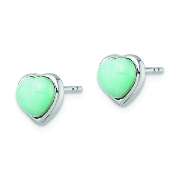 Sterling Silver Rhodium-plated Polished Larimar Heart Post Earrings - Image 2