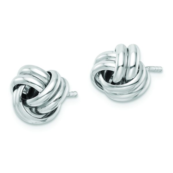 Sterling Silver Rhodium-plated Post Love Knot Earrings - Image 2