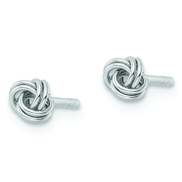 Sterling Silver Rhodium-plated Post Love Knot Earrings - Image 2