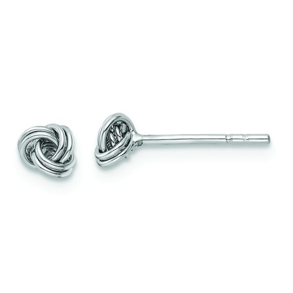 Sterling Silver Rhodium-plated Post Love Knot Earrings